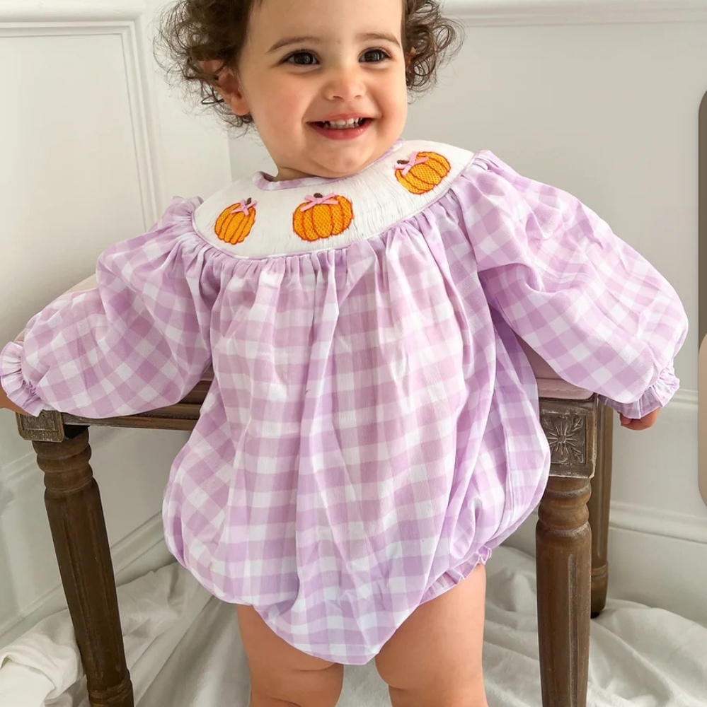Purple Gingham Baby Romper Size 12 M